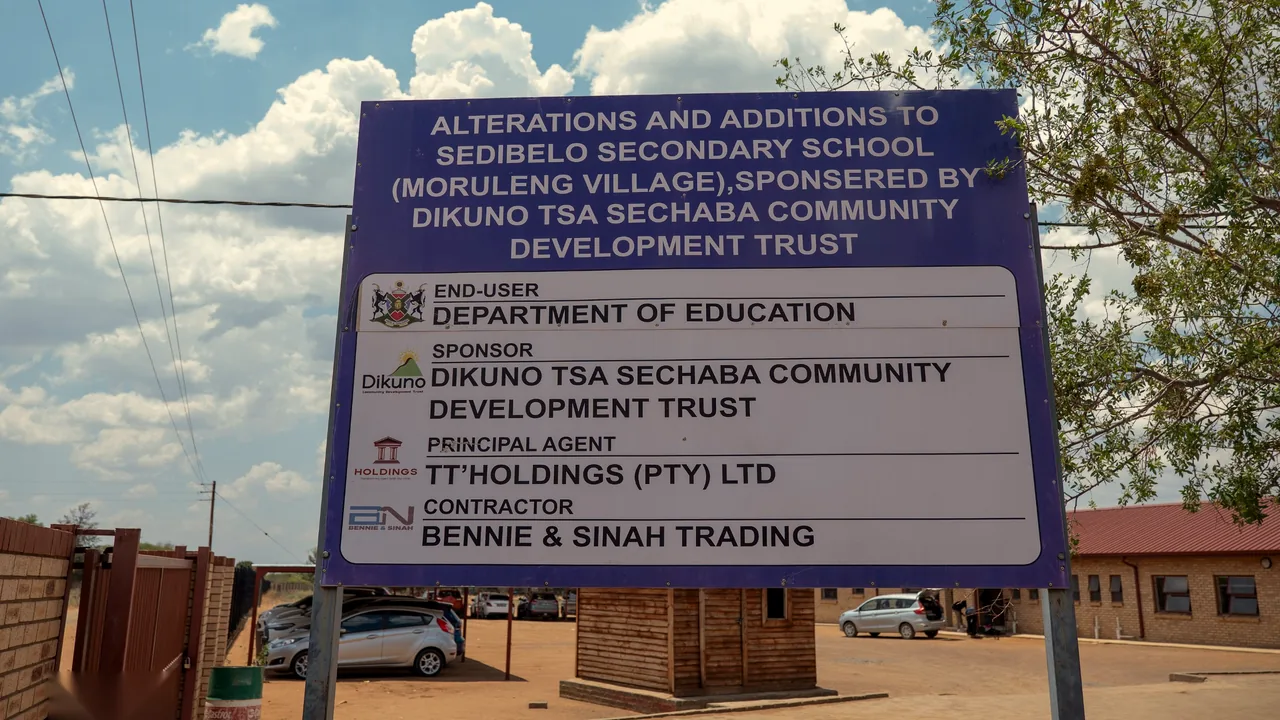 The project board at Sedibelo Secondary School, sponsored by Dikuno Tsa Sechaba Community Development Trust